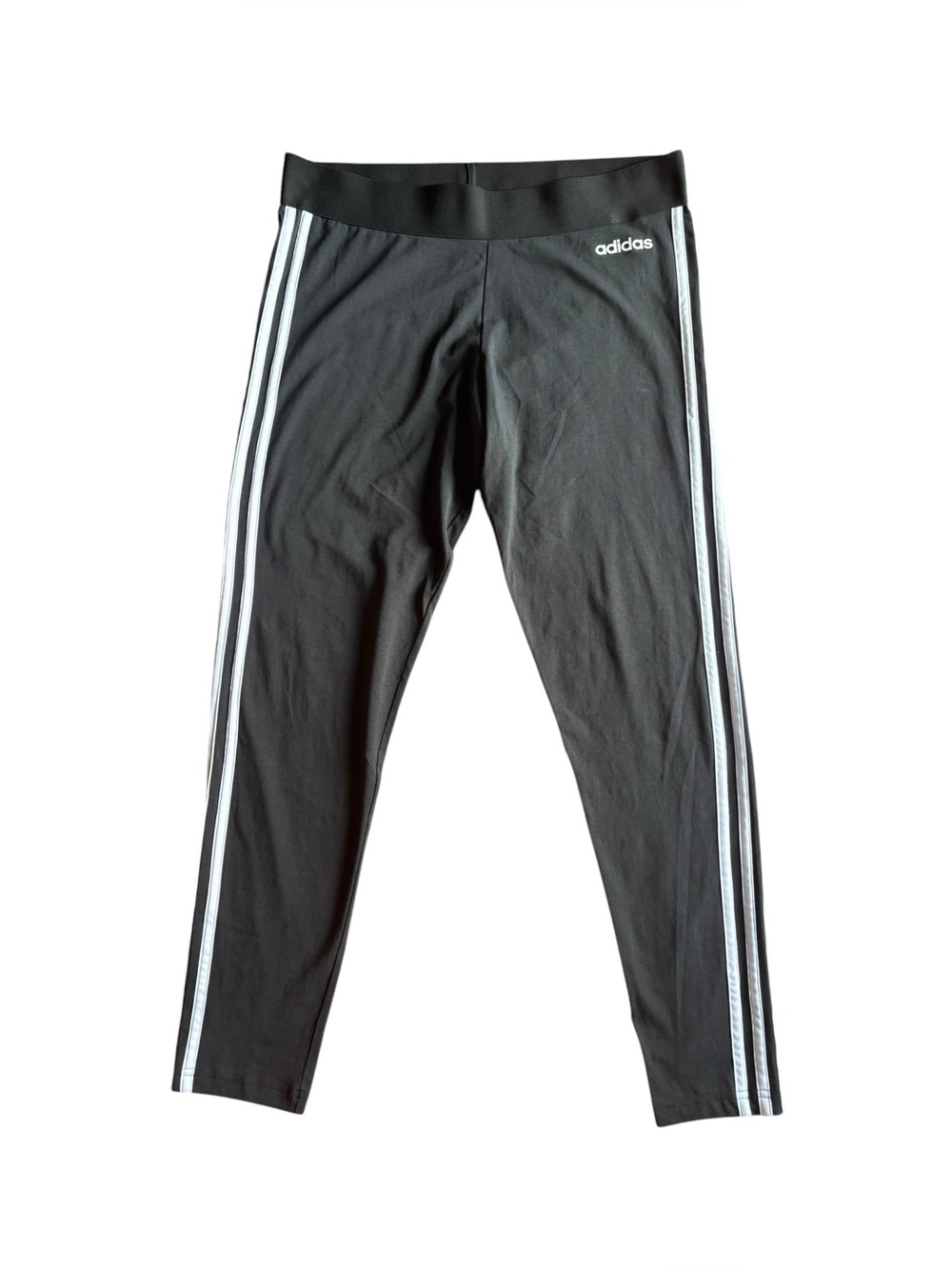 Adidas Black Leggings 3-Stripes Athletic Training Yoga Workout Size L